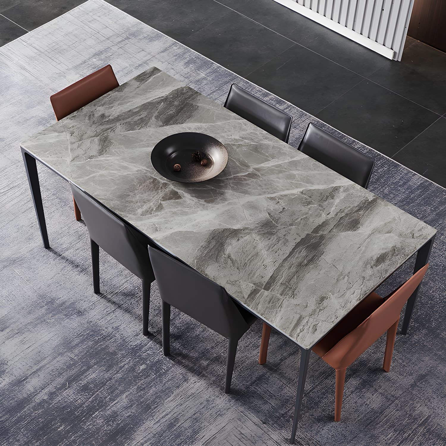 Contemporary Sintered Stone Dining Table Set 1/4/5/7 Pieces Dining Set for Home thumbnail 1