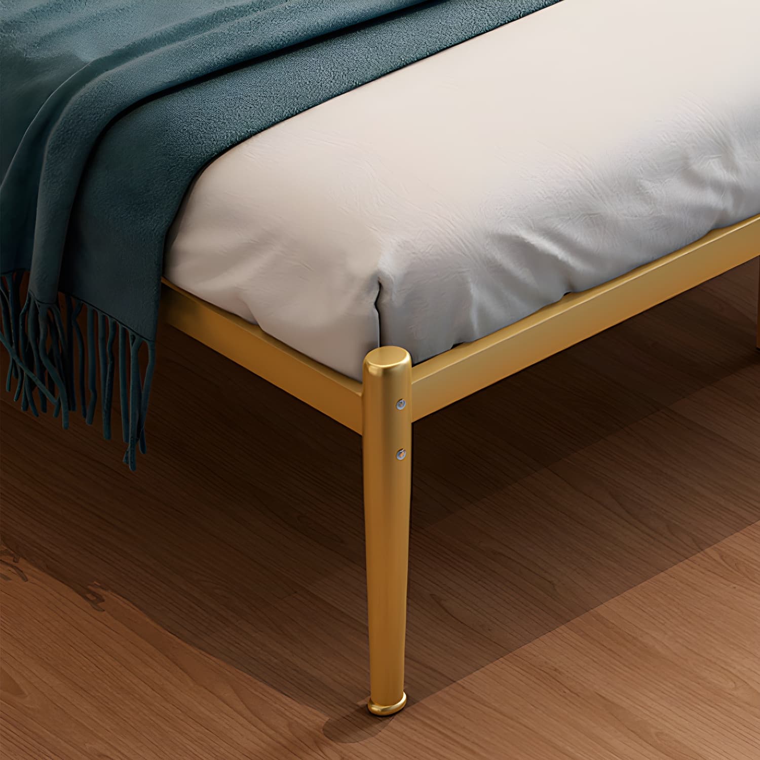 Golden Metal Bed Frame Set Glam 47.24" H Wire-Grid Open-Frame Bed with Headboard thumbnail 9