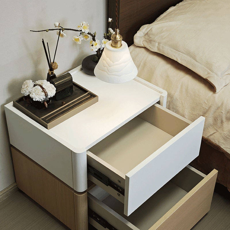Modish Nightstand With Drawer Organization Featuring 2 Drawers and Composite Wood Countertop thumbnail 14