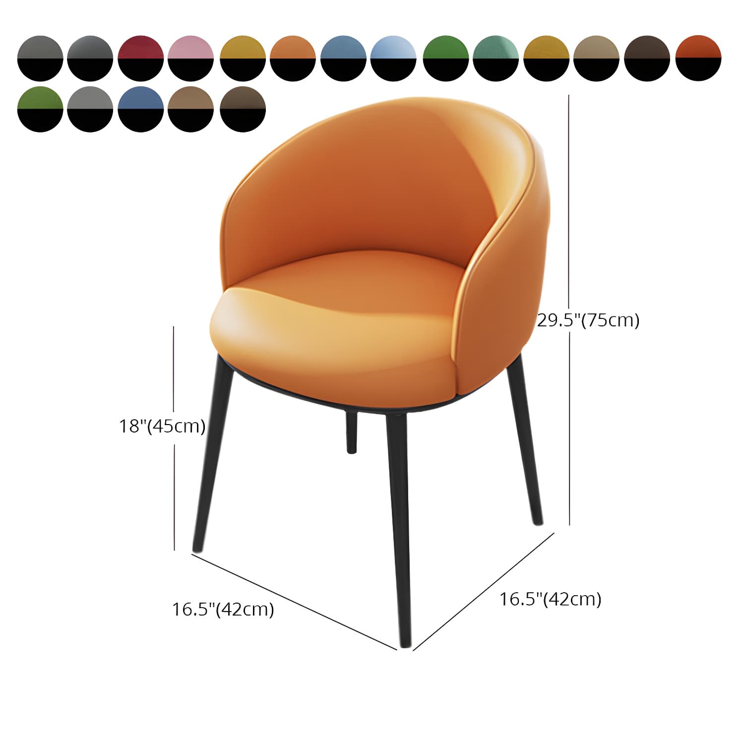 Modern Upholstered Home Arm Chair Solid Back Matte Finish Dining Chair thumbnail 30