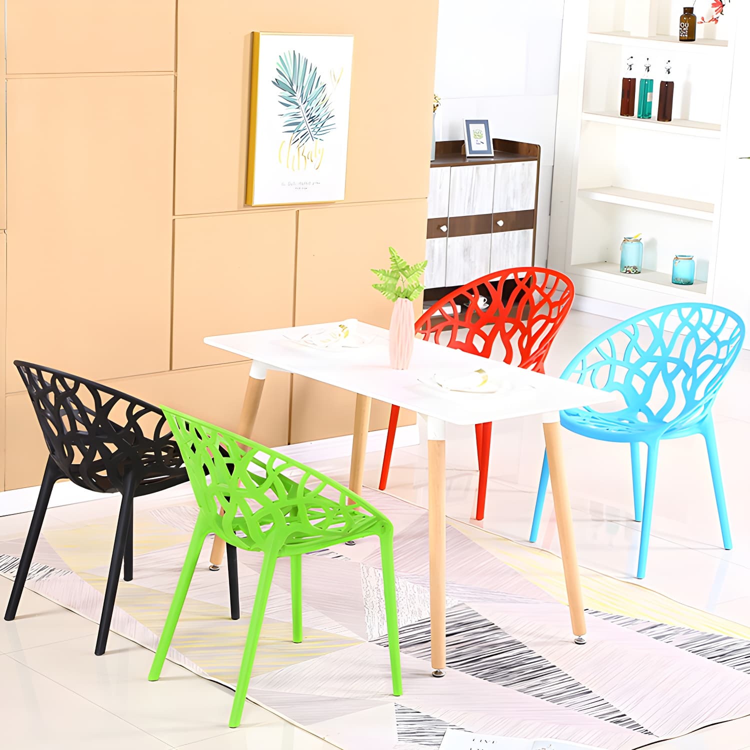 Contemporary Plastic Dining Room Chairs Armless Open Back Dining Side Chair for Restaurant thumbnail 18