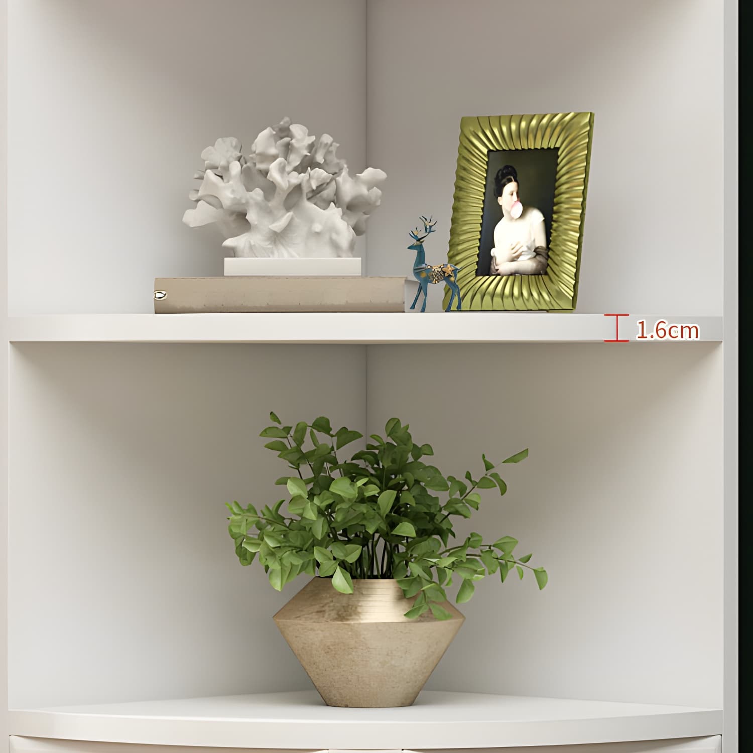 Modern White Corner Accent Cabinet with Glass Doors and 2 Interior Shelves thumbnail 7