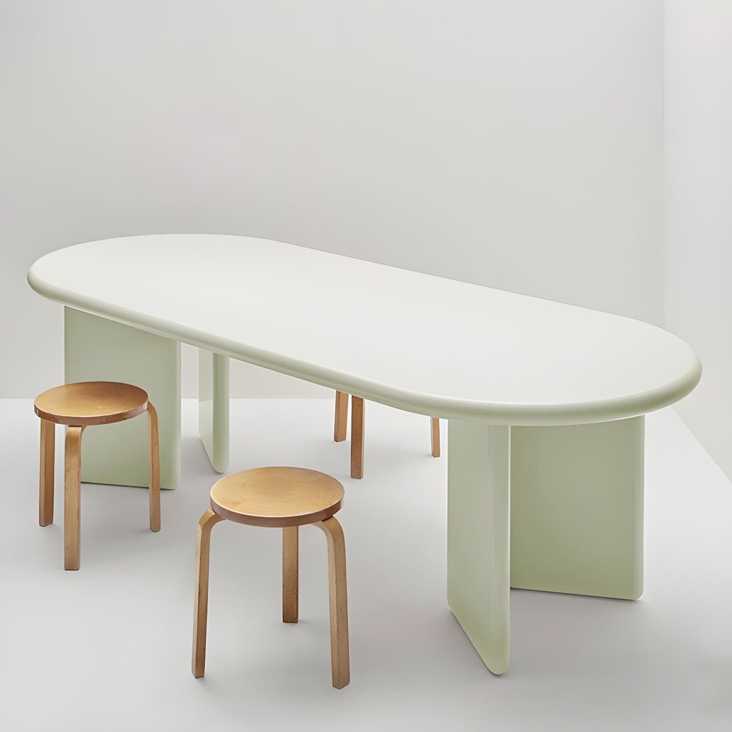 Contemporary Artificial Wood Top Oval Dinette Table Simple Dining Table for Living Room thumbnail 1