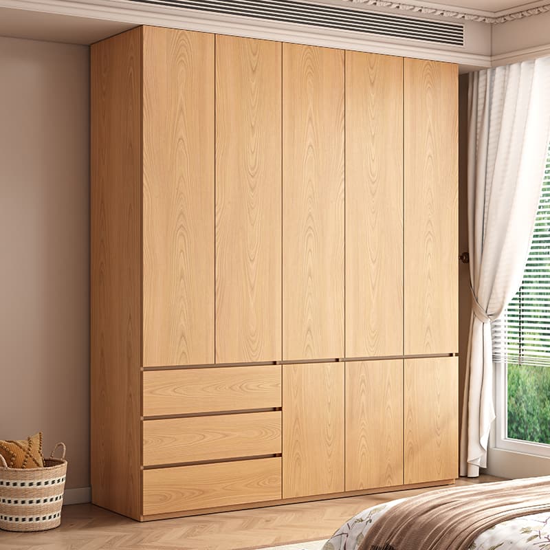 Natural Finish Unfixed Almirah Manufactured Wood Soft Close Drawer Soft Close Door Hinged thumbnail 3