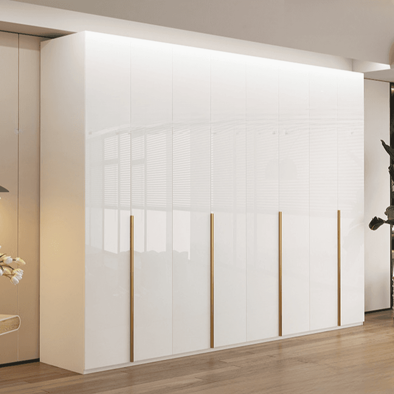 Chalk Minimalist Laminate Cabinet Armoire with Soft Close Drawer, Soft Close Door, Interior Shelves, and Clothing Rod thumbnail 1