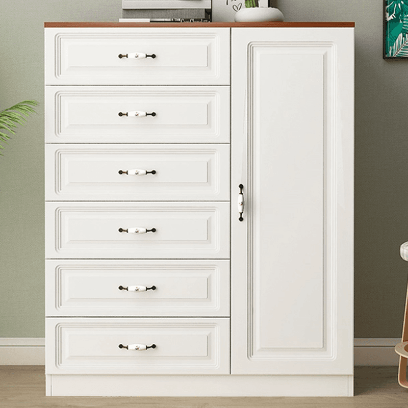 Sleeping Room Use Trendy White Wood Wardrobe Chest with Shelves thumbnail 3