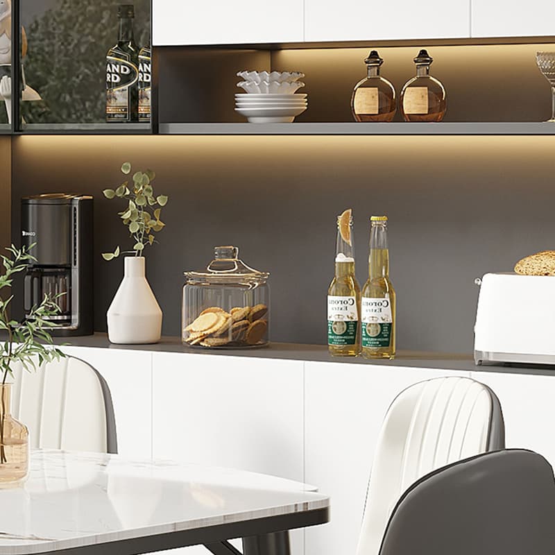 White Modern Buffet Cabinet with Cabinets and Shelves, Full Assembly Needed thumbnail 9