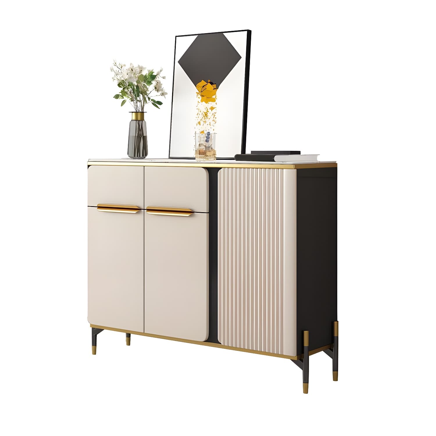 Modernism Sideboard 2 Drawers Server Cabinet with Storage for Dining Room thumbnail 5