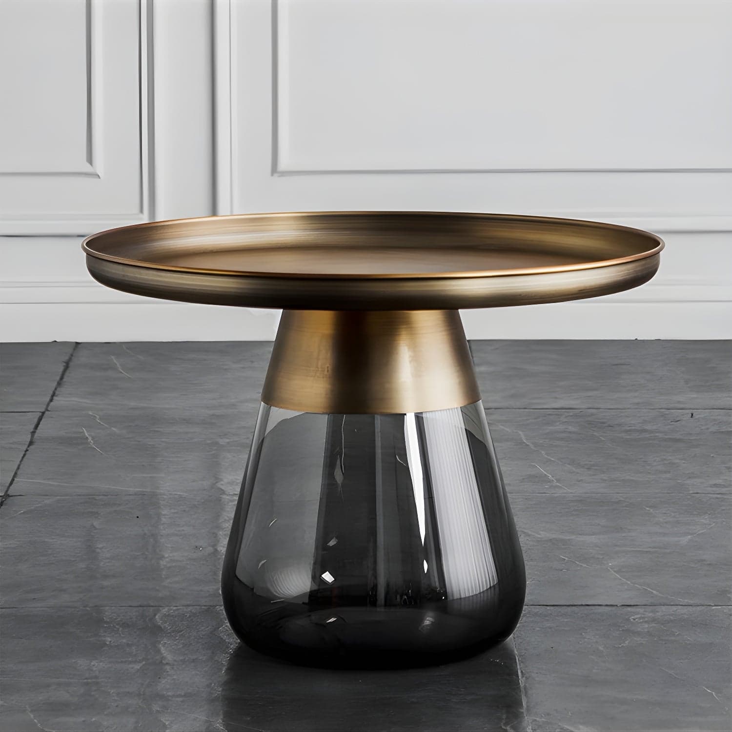 Mid-Century Modern Pedestal Glass Round Storage Single Coffee Table thumbnail 3