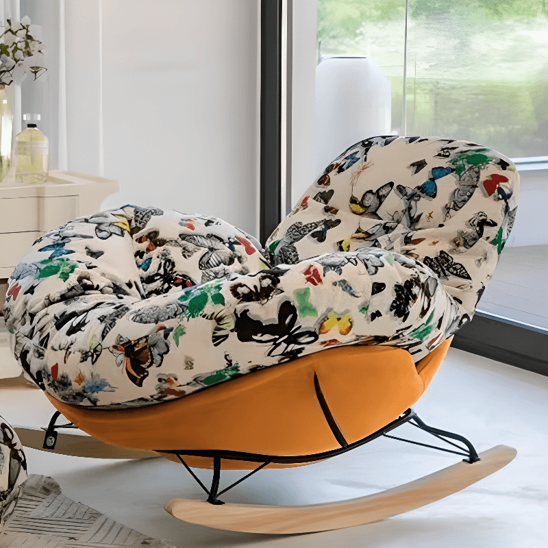 Modern Scratch-tolerant Upholstered Rocking Chair with Padded Comfort thumbnail 9