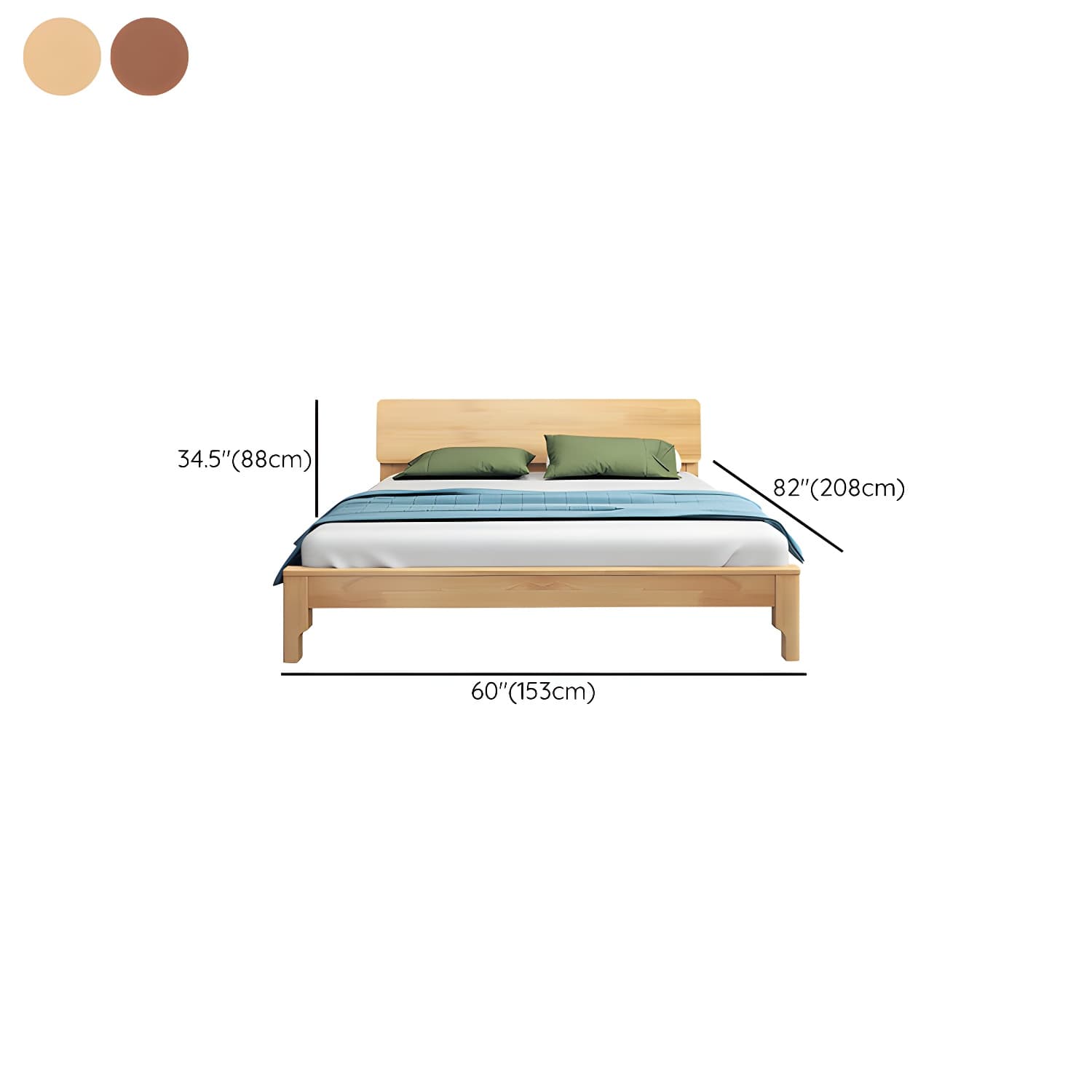 Scandinavian Solid Wood Bed with Rectangle Headboard and 4 Legs thumbnail 17