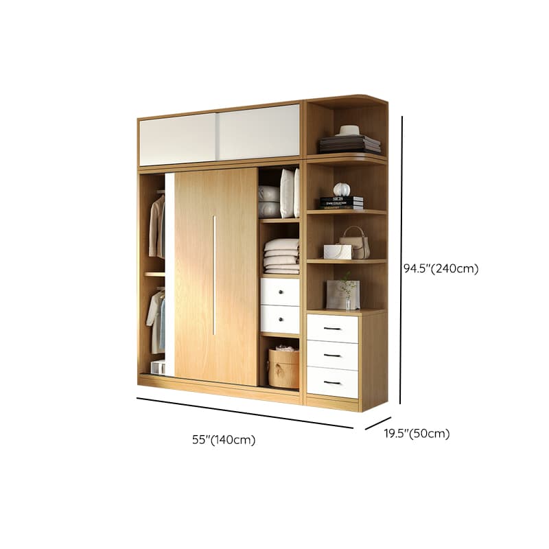 Natural Color Minimalist Cabinet Armoire with Soft Close Drawer, Soft Close Door & Interior Shelves thumbnail 27