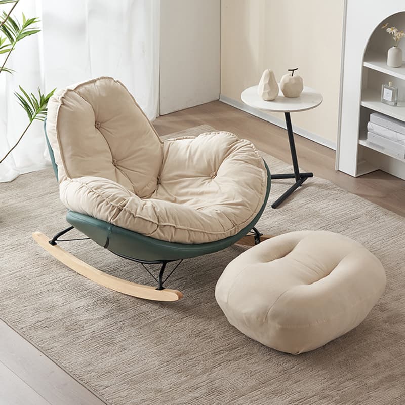 Modern Upholstered Rocking Chair - Small Height, Strongly Built Supporting 398lbs+ Weight thumbnail 7