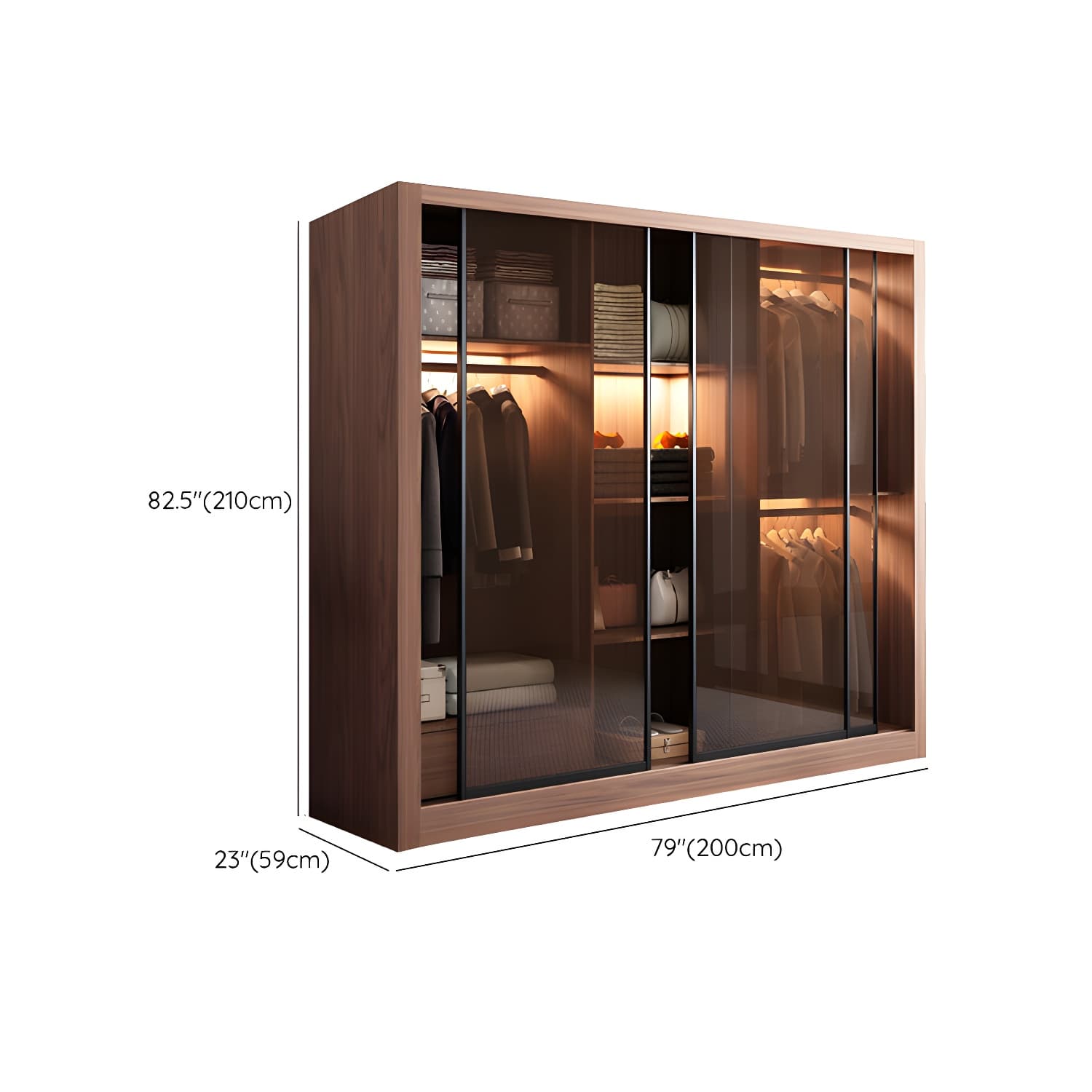 Brown Engineered Wood Wardrobe Armoire Modern Wardrobe Closet thumbnail 20