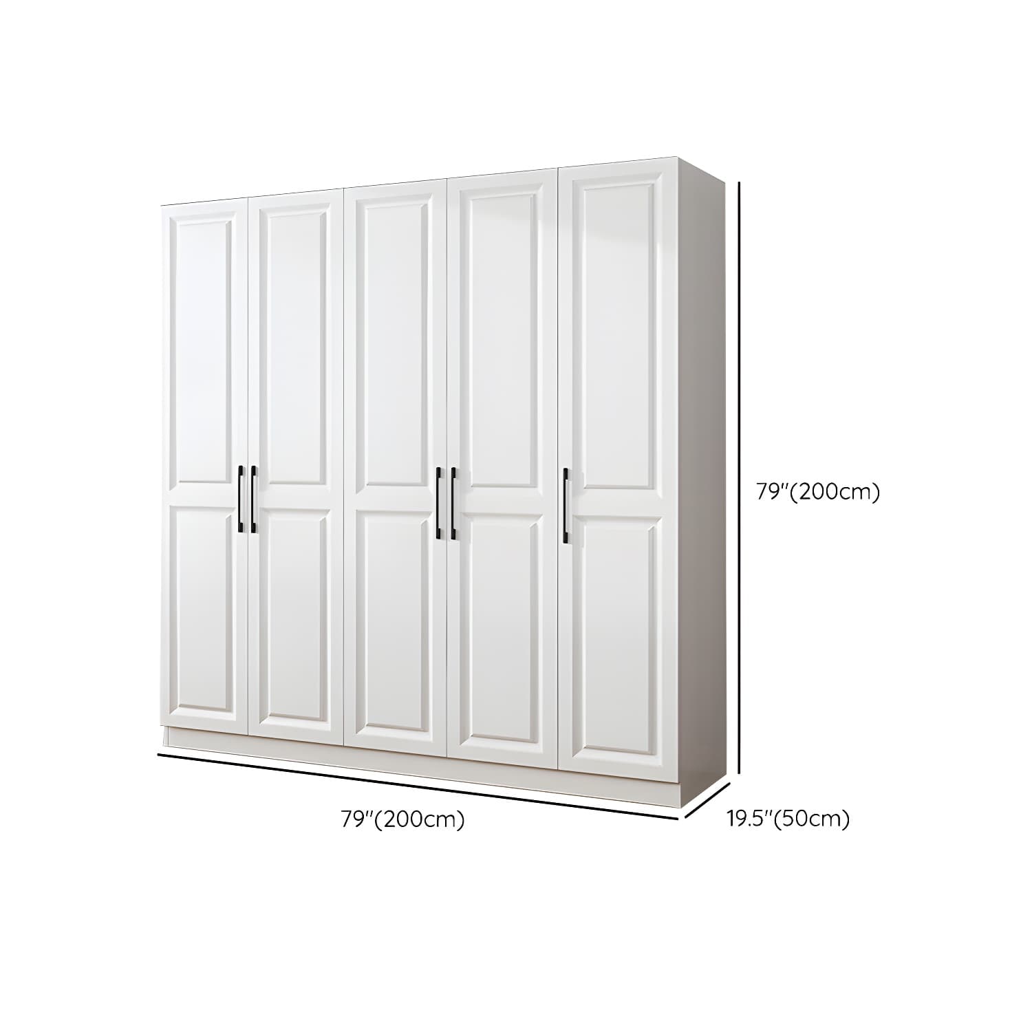 Modern White Wood Wardrobe Armoire with Shelves & Clothing Rod - Spacious and Stylish thumbnail 18