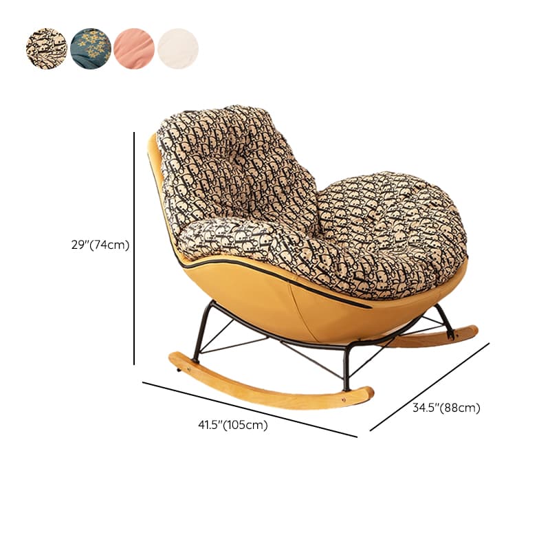 Natural Stationary Wingback Living Room Rocking Chair with Back thumbnail 11