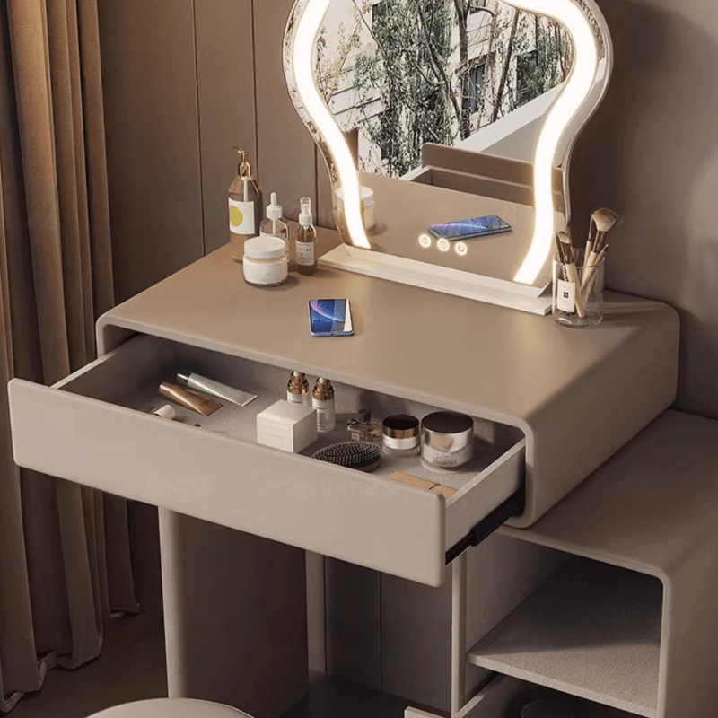 Multi-Purpose Tan Vanity Set with Lighting, Push-Pull, Adjustable Touch, and Adjustable Brightness thumbnail 5