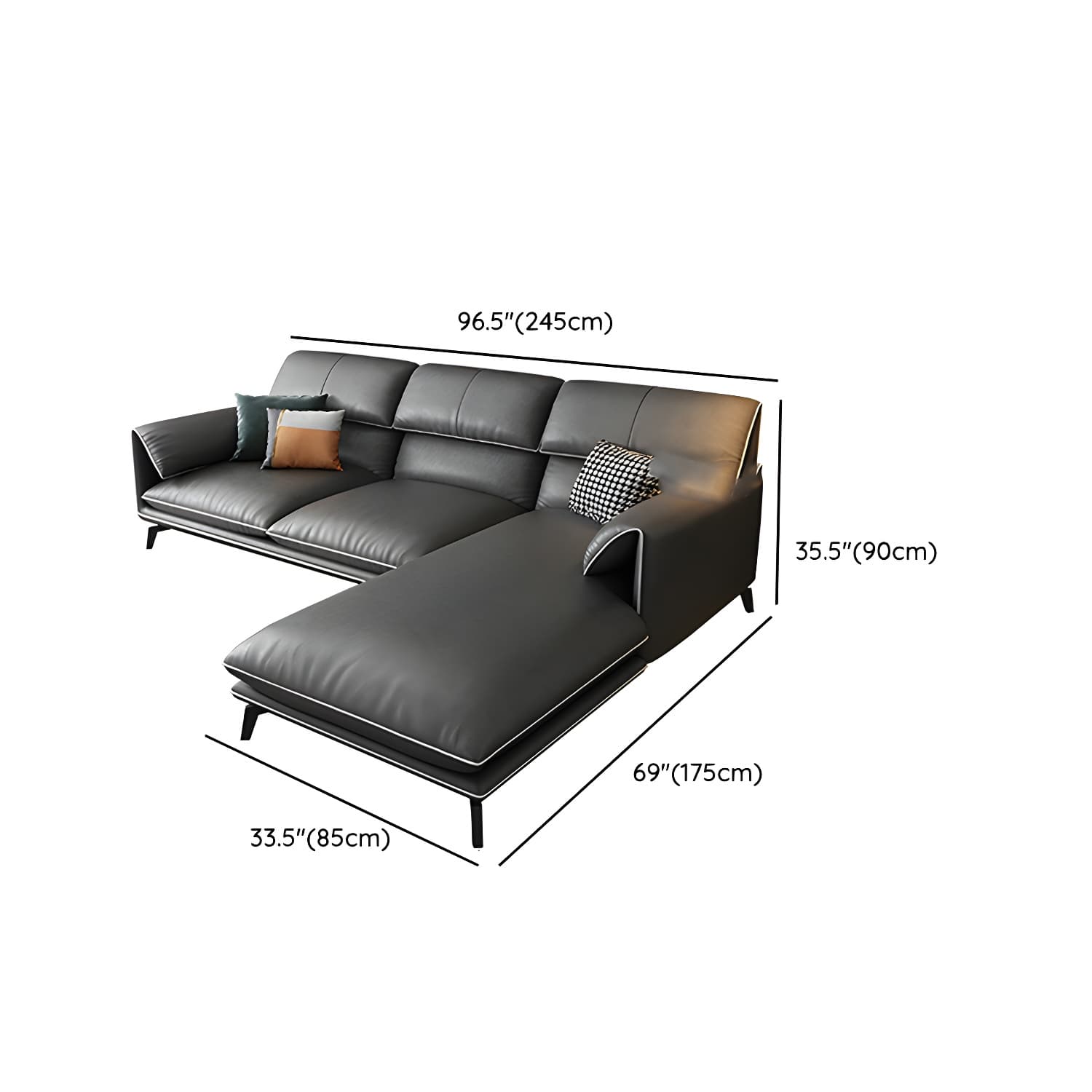 Modern Gray Stationary Sectional Sofa with Wood Frame and Pillow Top Arm thumbnail 18