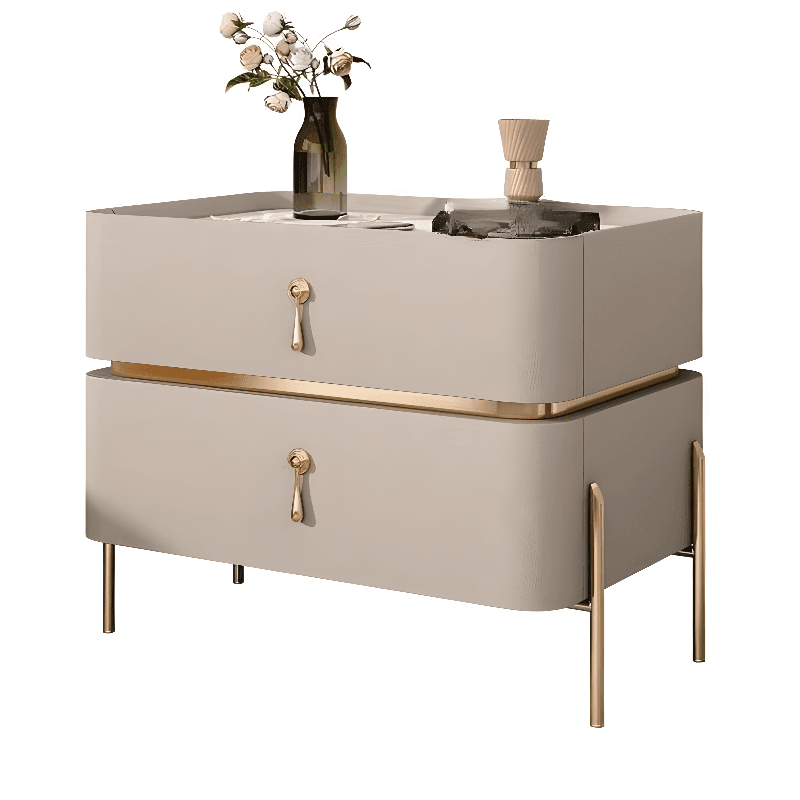 Organic Modern Stone Drawer Storage Nightstand with Leg & 2 Drawers thumbnail 12