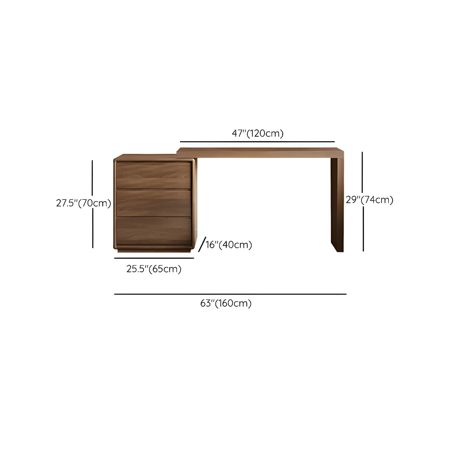 Modern Brown Wood Makeup Vanity with Drawers & Soft Close Drawer Glides thumbnail 9