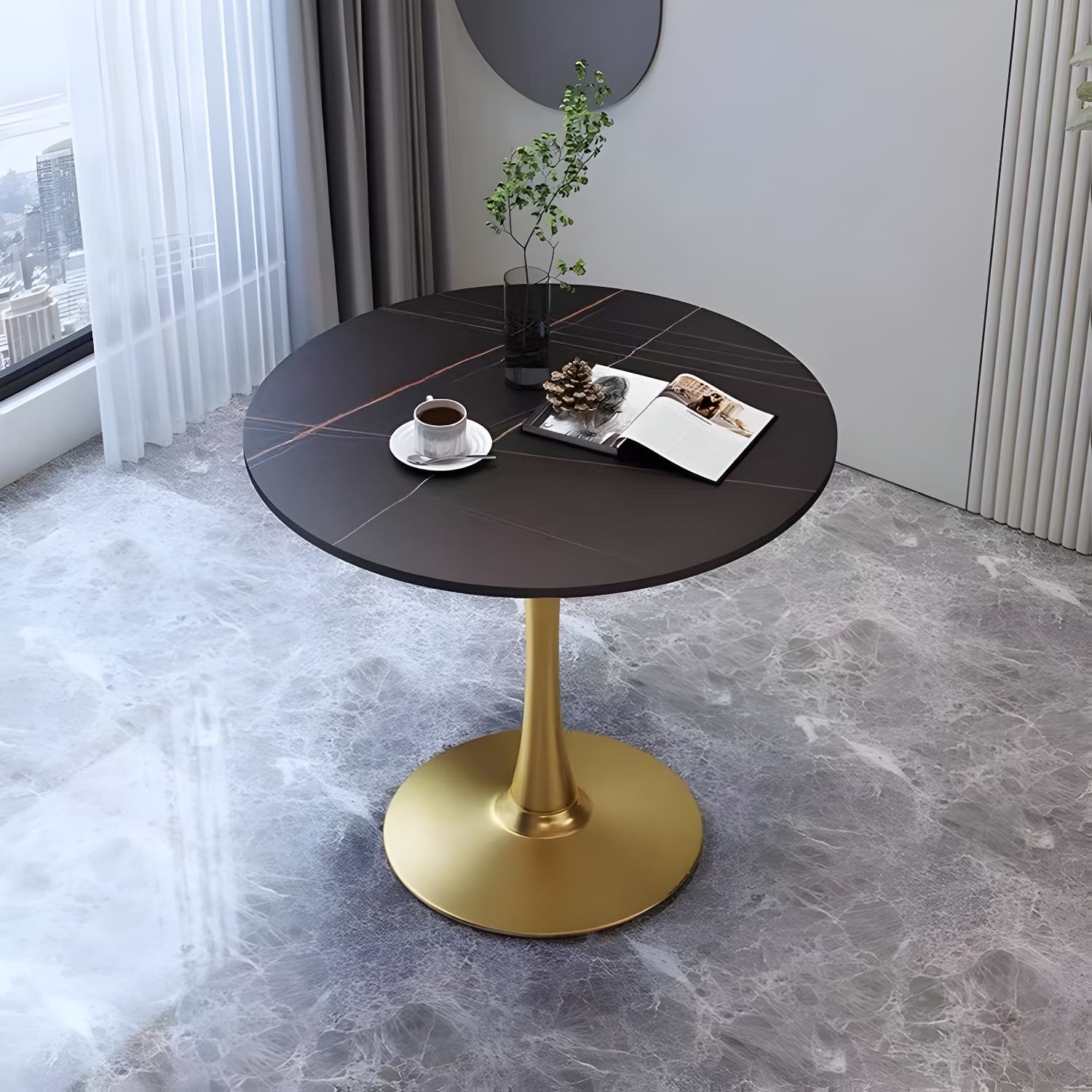 Contemporary Round Dining Table Sintered Stone Dining Table for Dining Room thumbnail 12