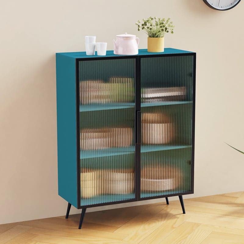 Contemporary Metal Floor-mounted Sideboard with Vertical Glass Doors thumbnail 2