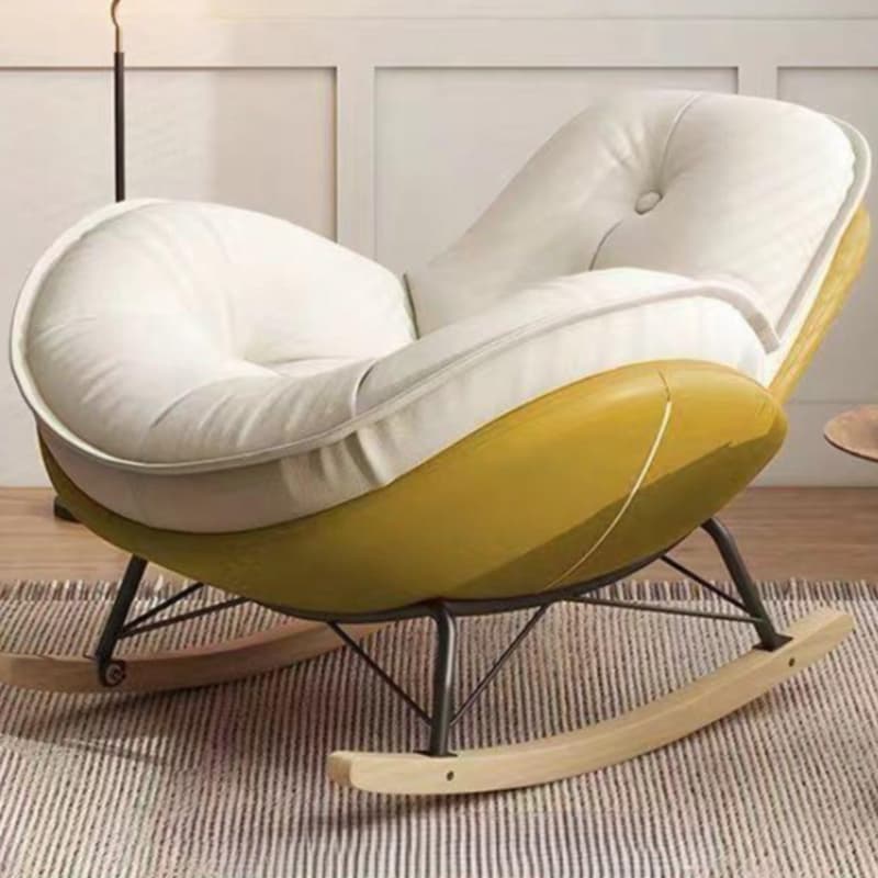 Modern Butter Color/Grey/Auburn Upholstered Padded Rocking Seat with Flared Arm, Scratch-repellent thumbnail 5