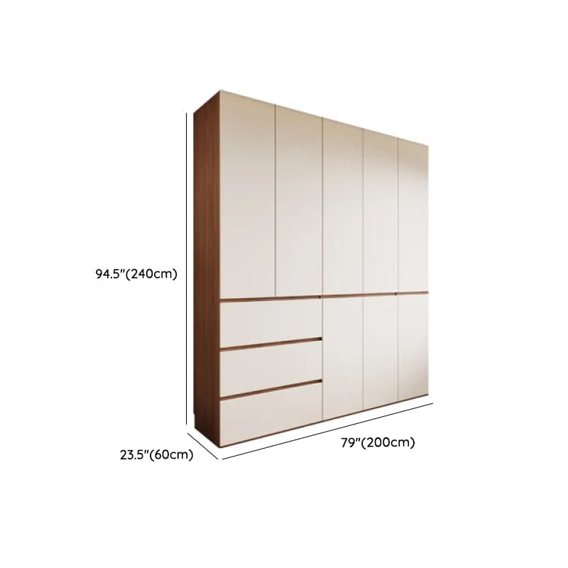 White Minimalist Manufactured Wood Independent Wardrobe Closet with Soft Close Drawer, Soft Close Door, and Interior Shelves thumbnail 19