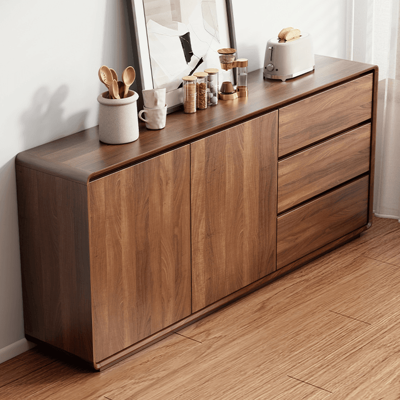 Ground Sideboard with 3 Drawers, Cupboard, Standard/Narrow Size, Timber Countertop, Adjustable Shelving, and 2 Doors/1 Door thumbnail 3