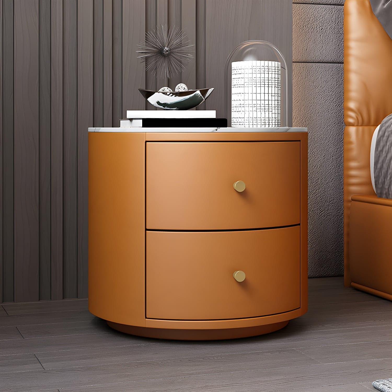 Modern Faux Leather Nightstand Table Solid Wood Drawer Storage Bed Nightstand thumbnail 3