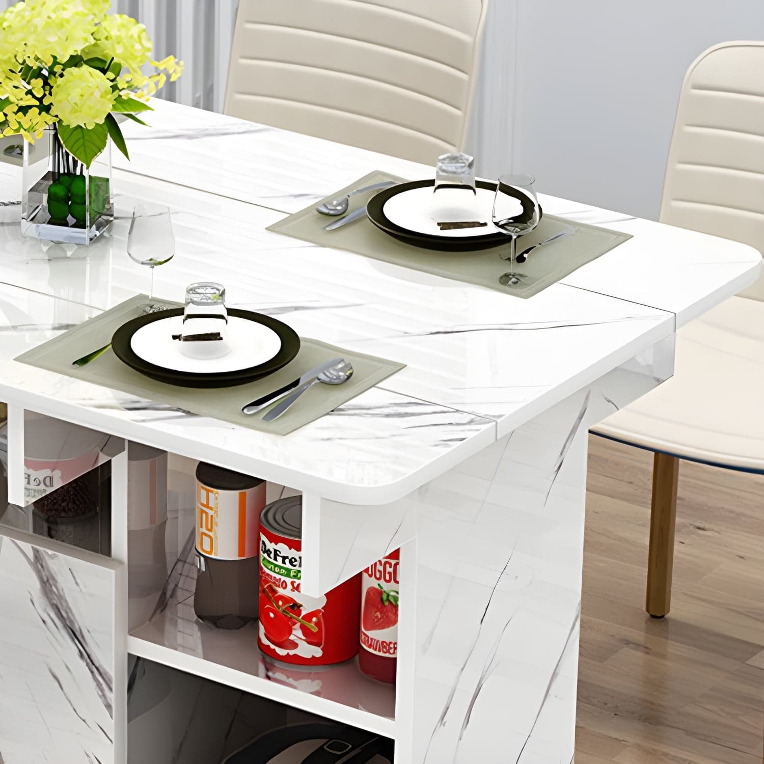 Manufactured Wood Contemporary Table Rectangular Wood Top Table with Drop Leaf thumbnail 7