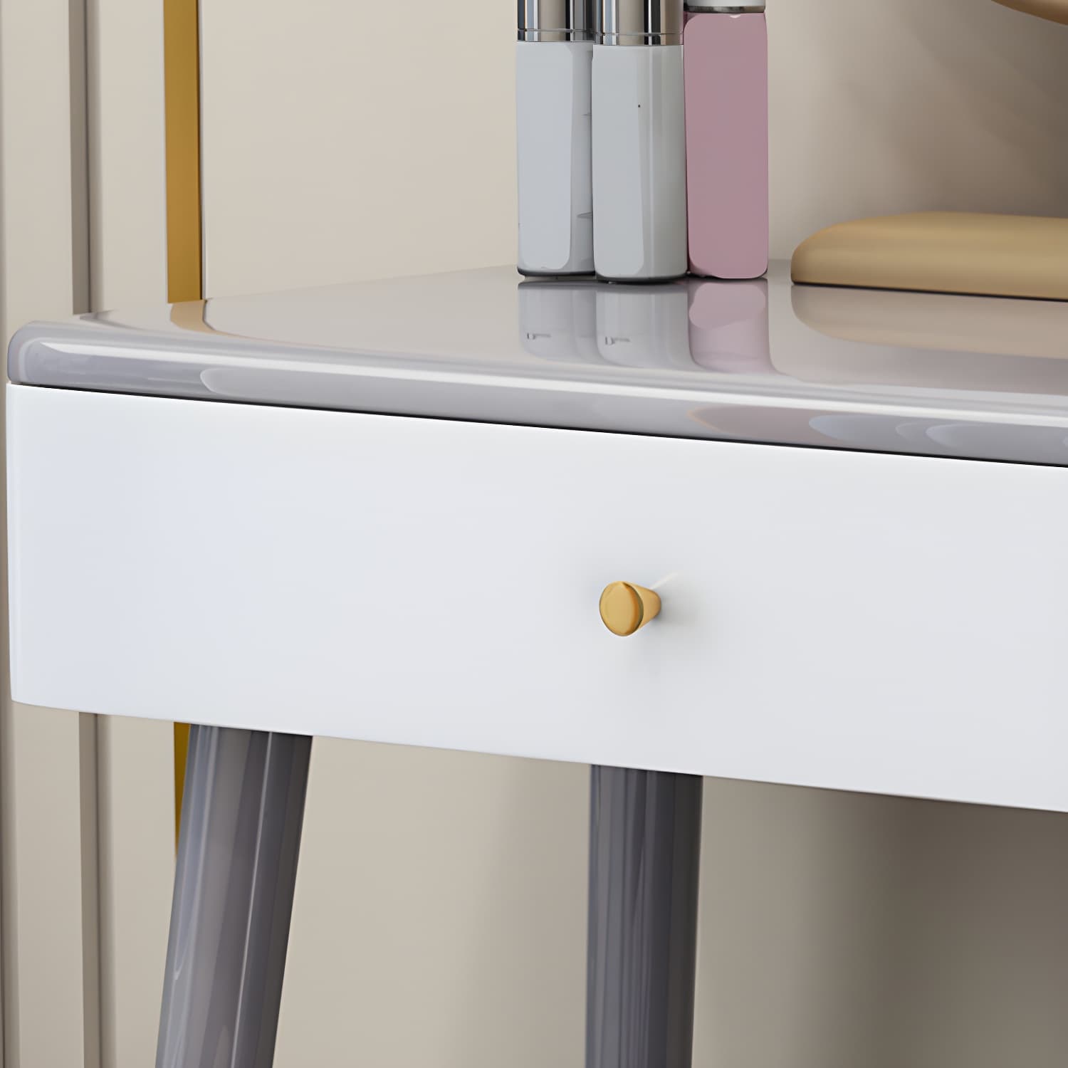 Solid Wood Makeup Vanity Desk Modern Makeup Vanity Desk Table with 4 Drawers thumbnail 10