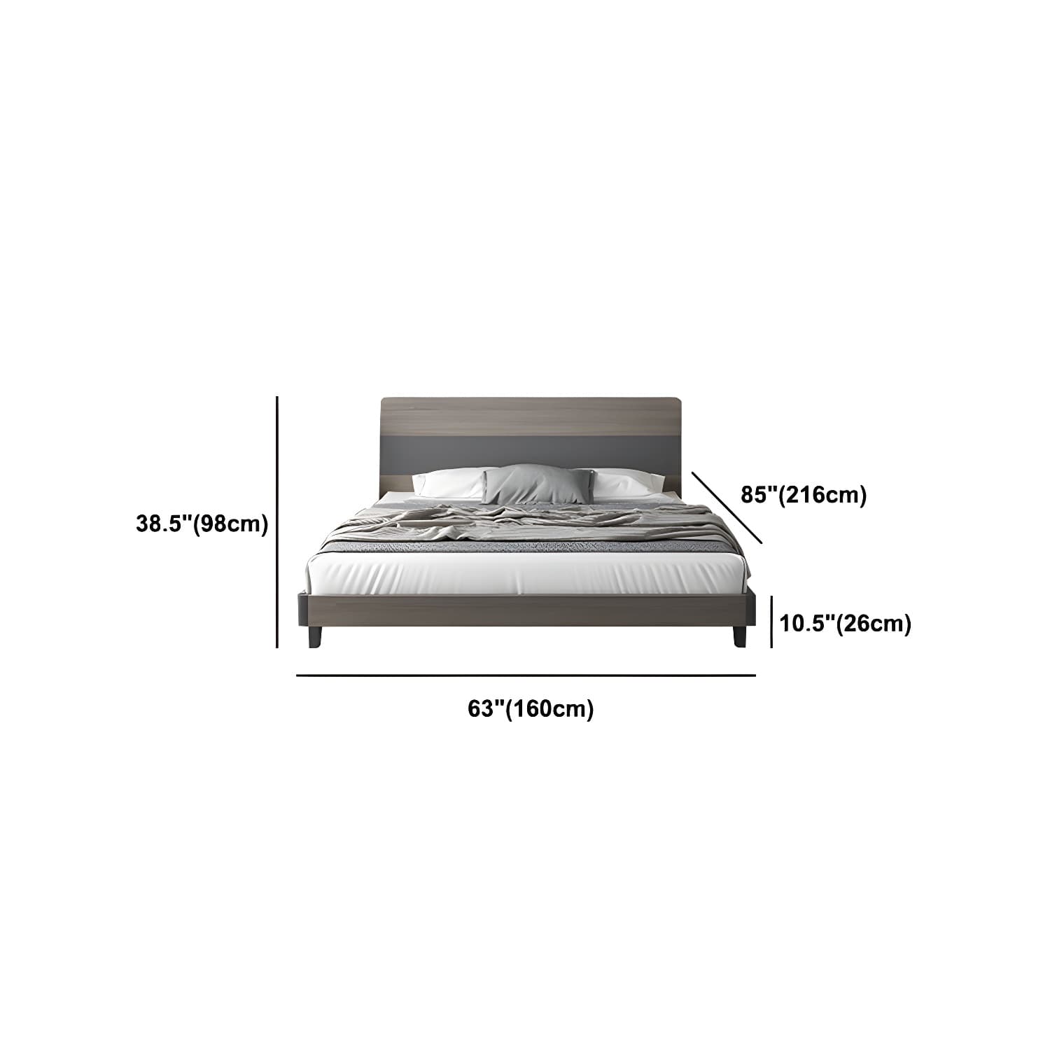 Modern Style Wood Bed with Headboard Low Profile Standard Bed thumbnail 17
