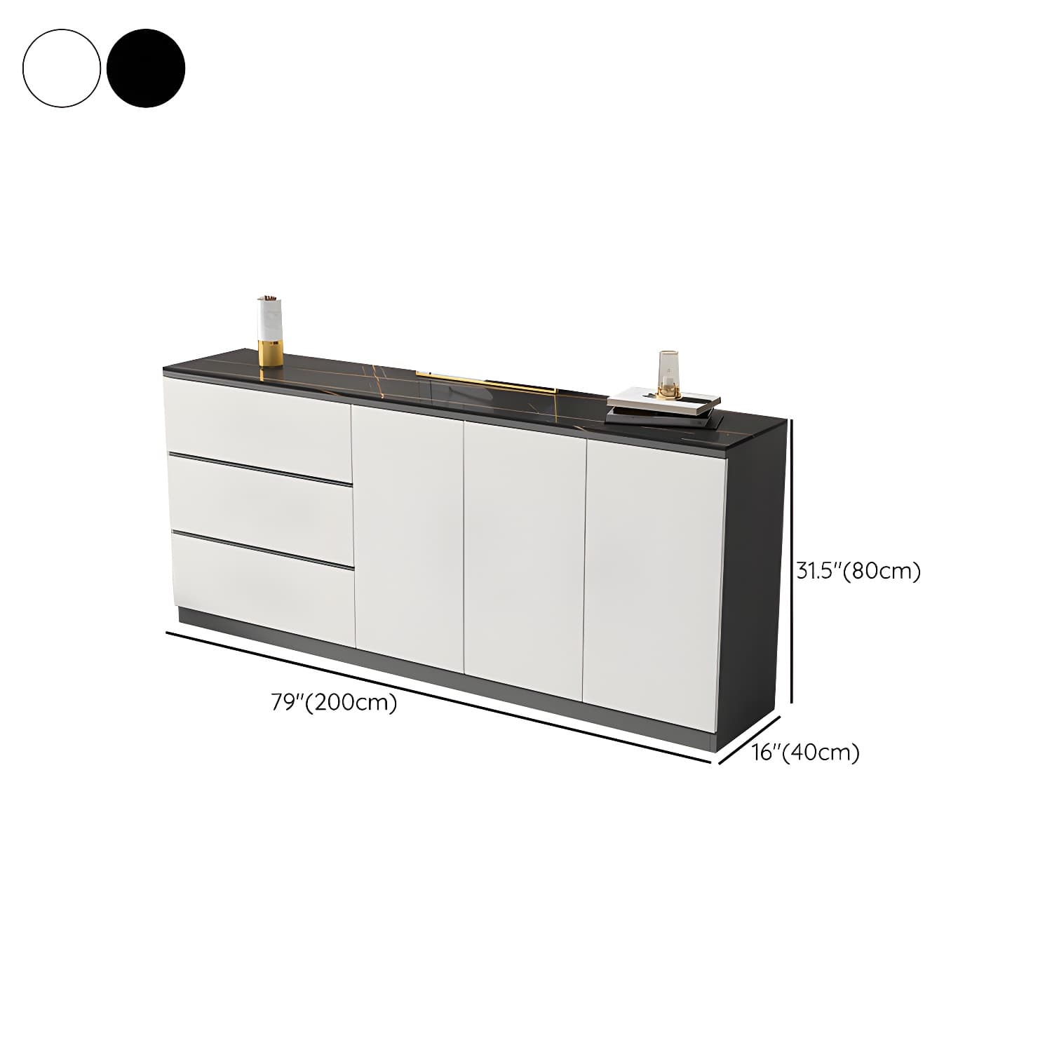 Contemporary Stone Top Sideboard Cabinet with Drawer and Door thumbnail 13