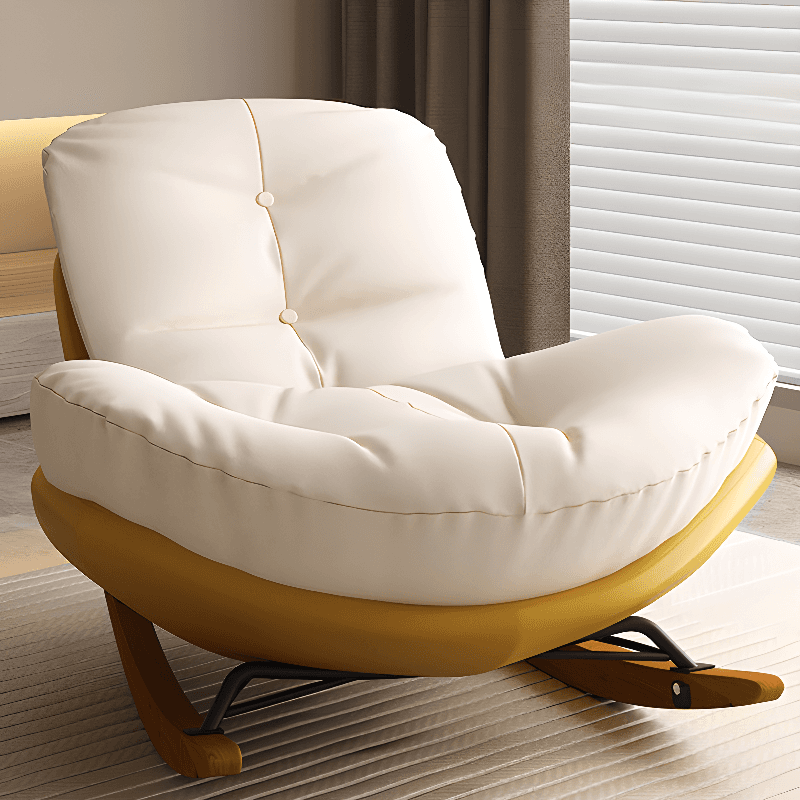 Stationary Upholstered Rocking Chair with Cushioned Rear in a Scandinavian Style, Footstool Included/Not Included thumbnail 4