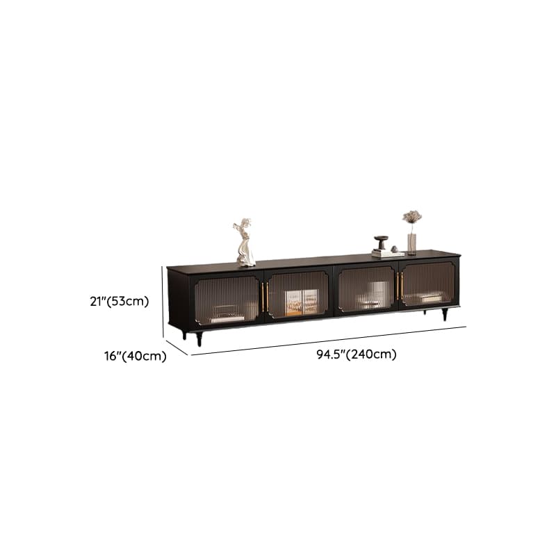 Black Art Deco Wooden TV Stand with Shelf, 4 Drawers, 2 Cabinets, and Cable Management thumbnail 9
