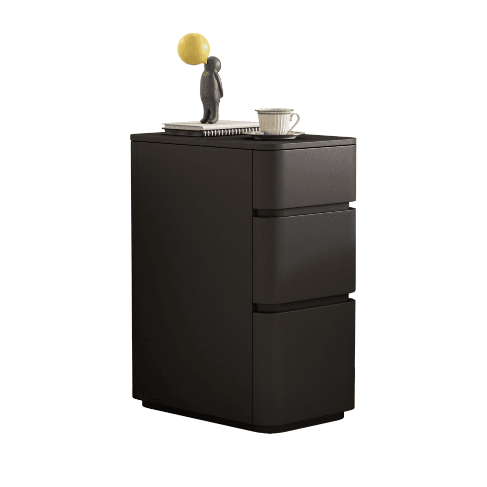 Minimalist Drawer Storage Nightstand with 3 Drawers and Artificial Leather Countertop thumbnail 7