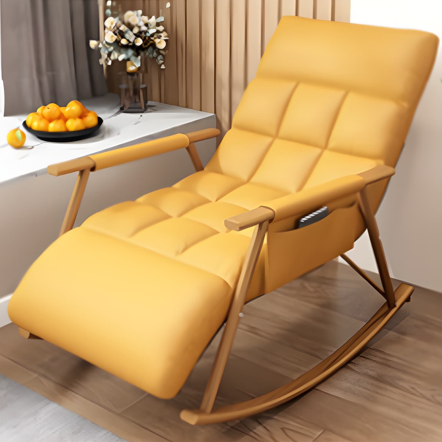 Modern Style Rocking Chair Faux Leather Upholstered Chair with Storage thumbnail 19