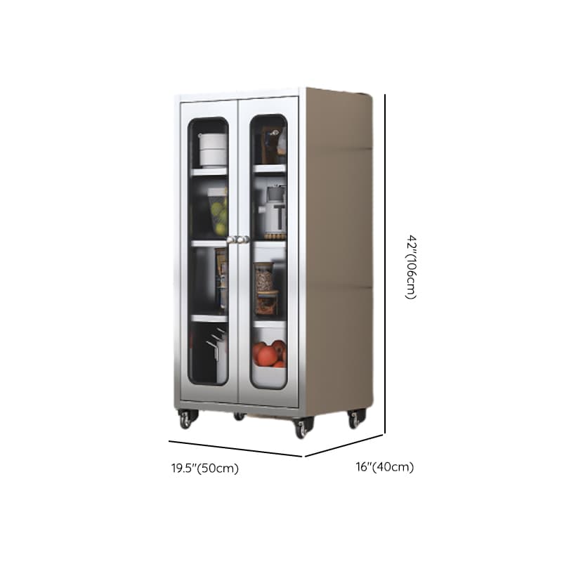 Metallic Sideboard on Roller Wheels with Stainless Steel Countertop thumbnail 18