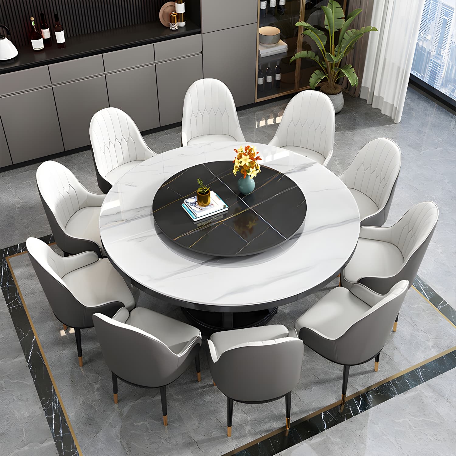 Modern Rubberwood Home Table Round Pedestal Convertible Dining Table thumbnail 12
