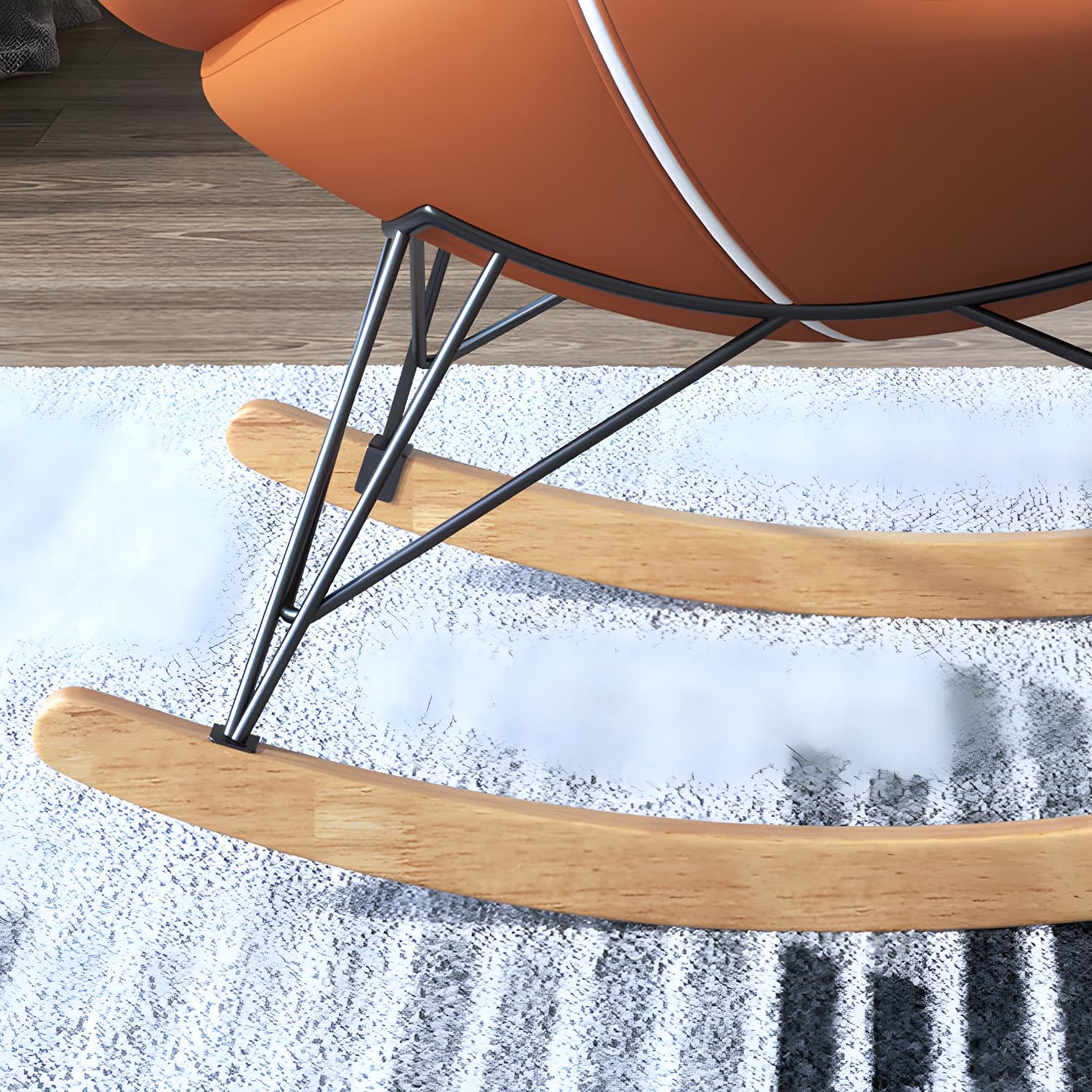 Contemporary Rocking Chair Solid Wood Rocker Chair with with Seat Cushion thumbnail 12