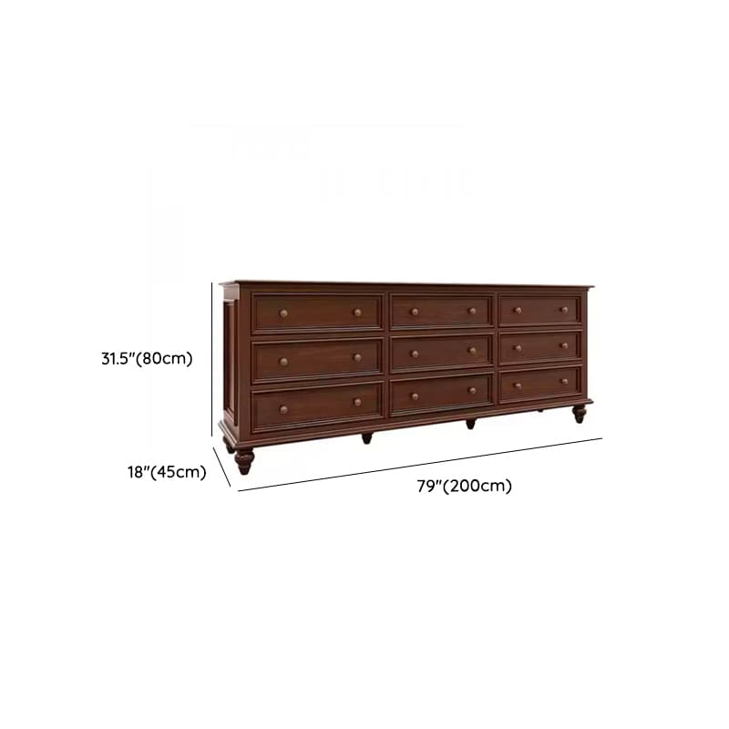 Cocoa Retro Ash Wood Double Dresser/Lingerie Chest/Bachelor Chest with 9/7/8 Drawers in Horizontal/Vertical Orientation thumbnail 16