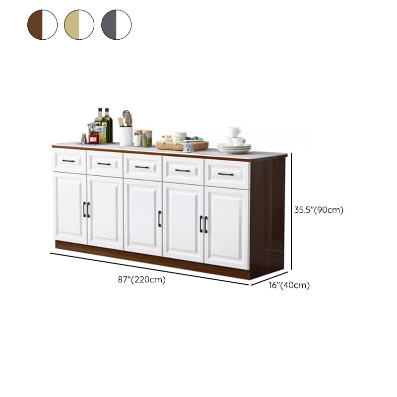 Natural Finish/Light Wood/Ashen Wood Floor Sideboard with Countertop and Kitchen Appliance Storage thumbnail 20