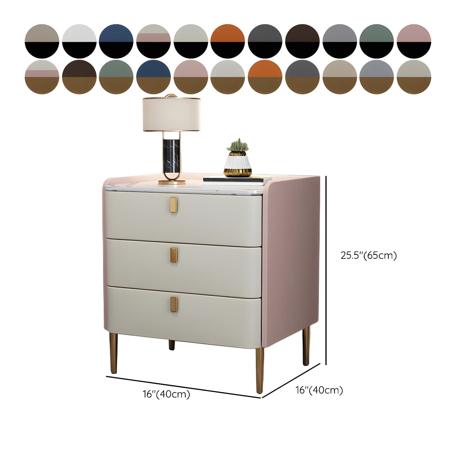 Glam Style Sintered Stone Top Drawer Storage Nightstand for Bedroom thumbnail 31