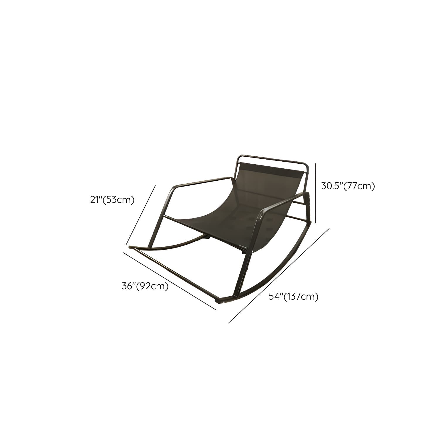 Modern Indoor Rocking Chair with Track Arms, Spindle Back and Metal Legs thumbnail 17