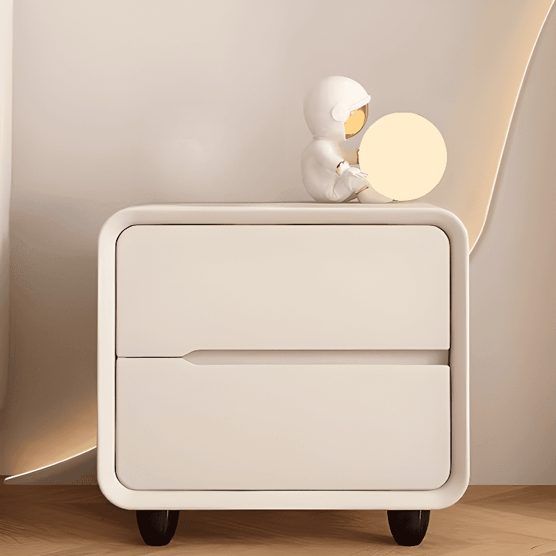 Organic Modern 2 Tiers Nightstand With Drawer Organization Featuring Pleather Countertop thumbnail 12