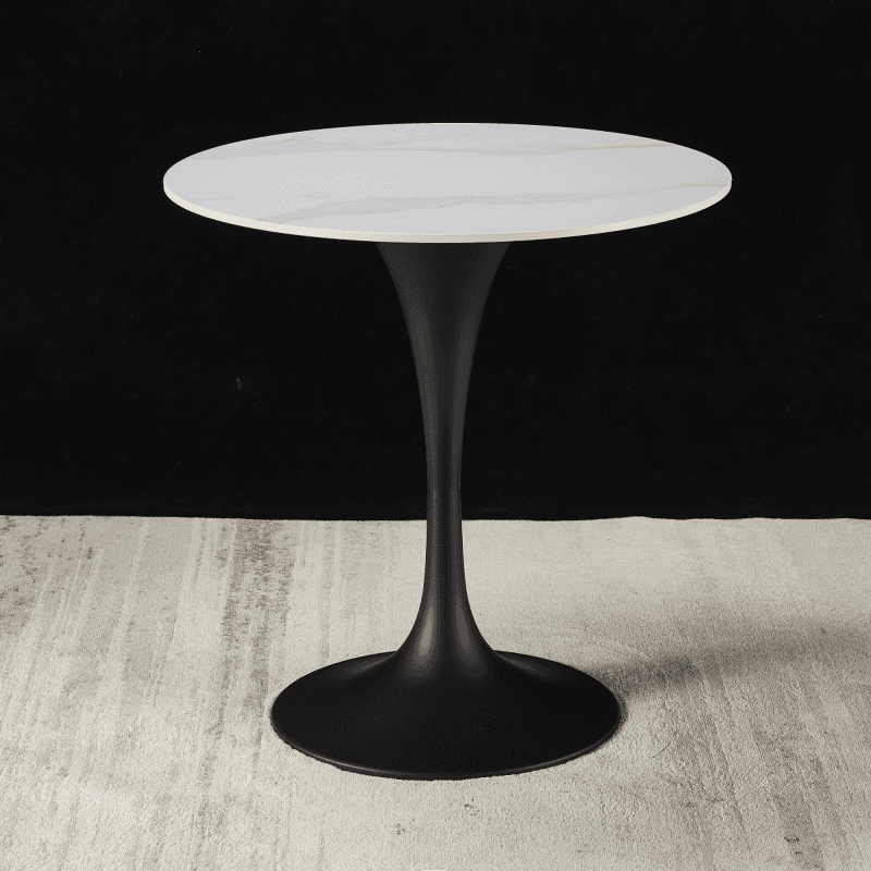 Chalk Circular Stone Art Deco/Glamorous Dining Table for 2, Scratch-immune & Fixed Table thumbnail 8