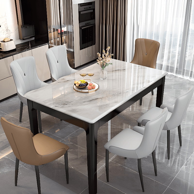 Contemporary 7 Piece Rectangle Dining Table Set with 4-Leg Base thumbnail 1