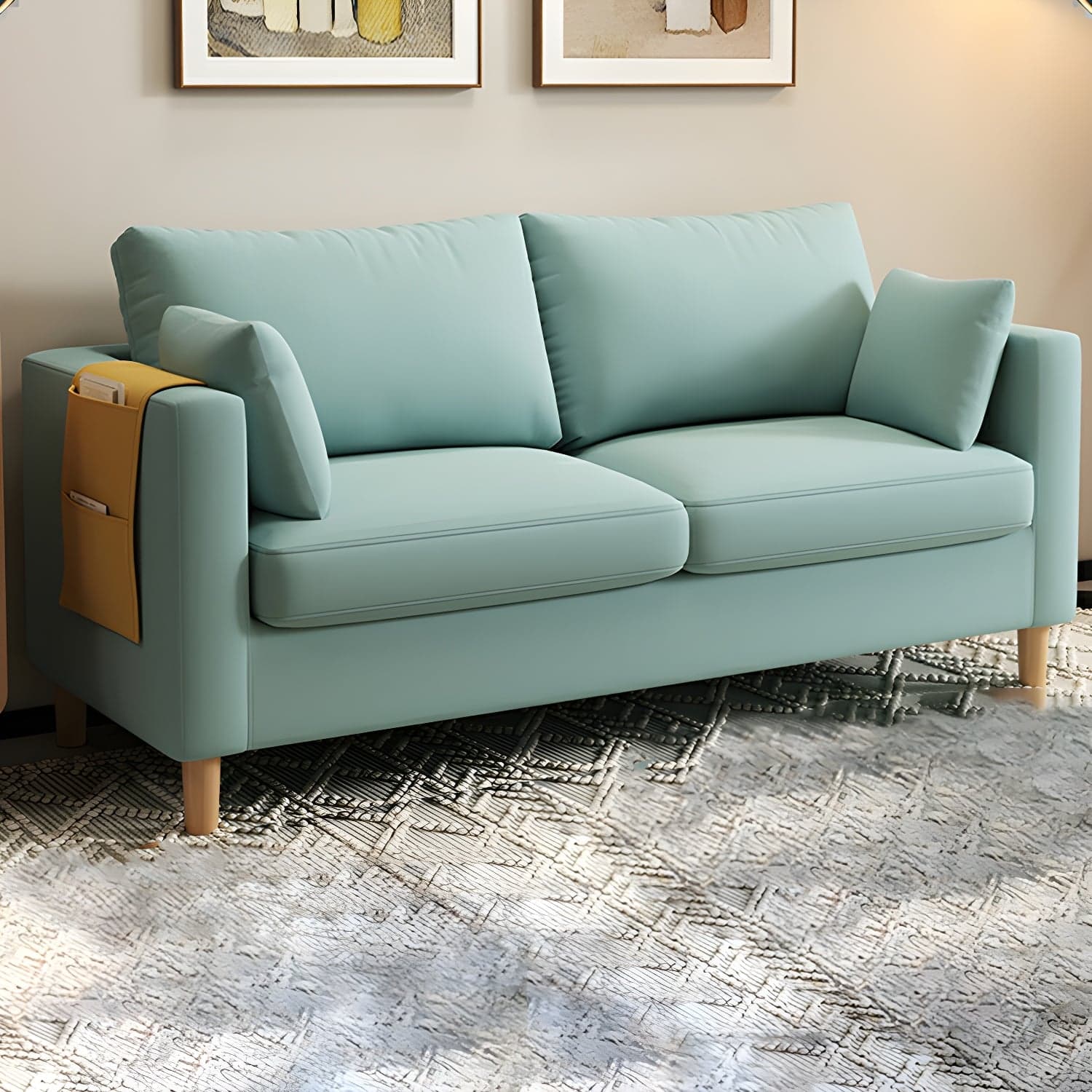Contemporary Square Arm Loveseat with Machine Washable Cover and Pillows thumbnail 12