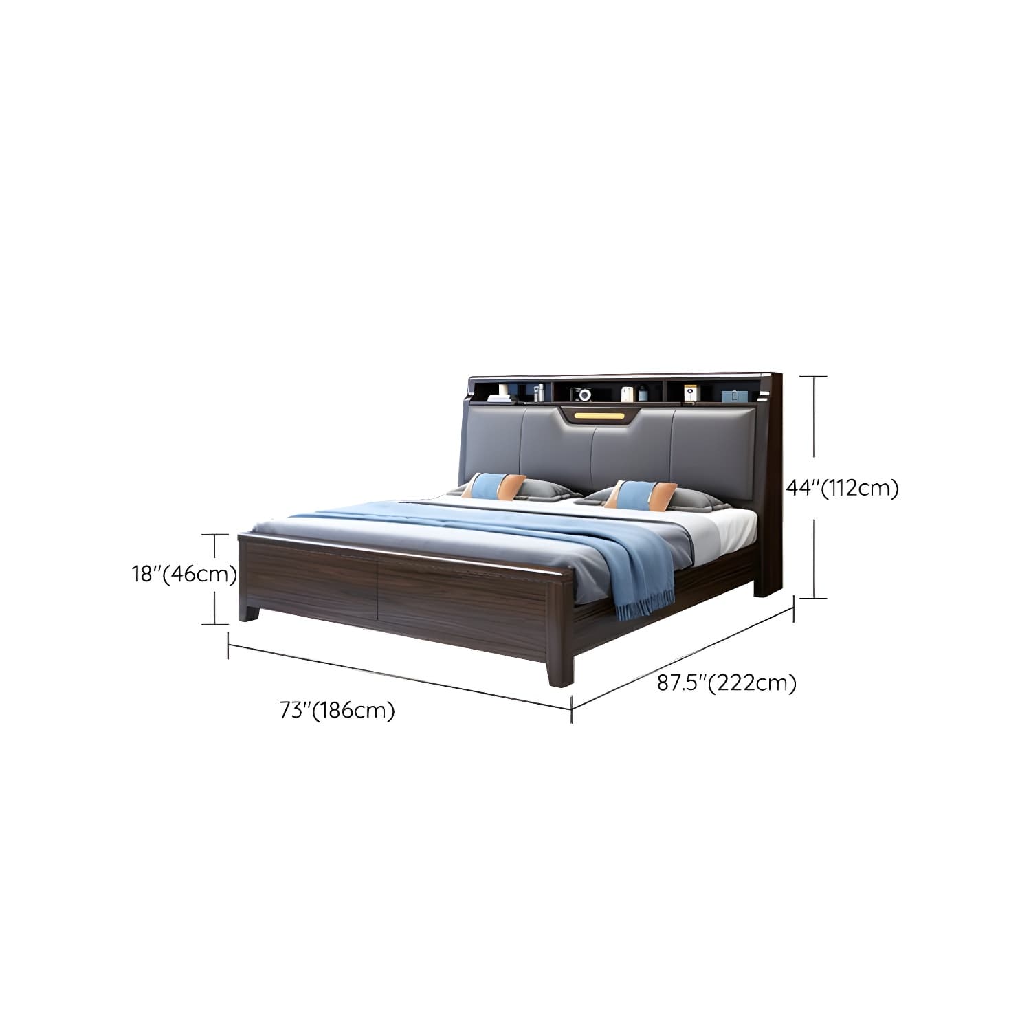 Brown Upholstery Wood Bed with Headboard – Modern Style, Full Assembly Needed thumbnail 14